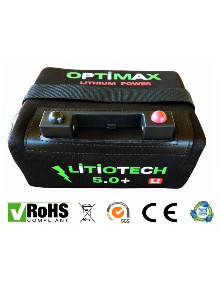 Batería Litio Optimax para carro de golf 12v 18ah con cargador