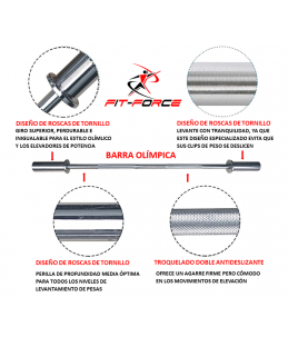 Barra para discos de pesas con orificio de 30mm Longitud 1200mm Marca  Fit-Force
